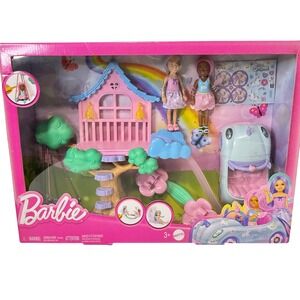 Barbie Chelsea Treehouse Playset Kids OS Pink Blue New Fairy Dolls & Car HPL37